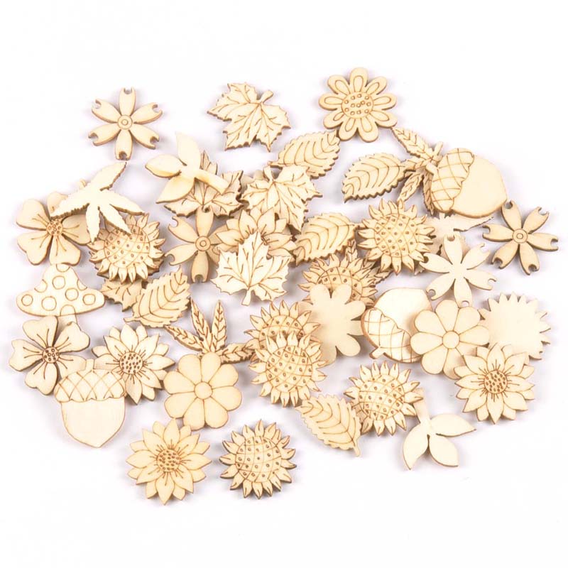 Embellishments For Scrapbooking - 30ชิ้น25-30มิลลิเมตรไม้เครื่องประดับ DIY ธรรมชาติ sunflowr/ หญ้าสมุดติดรูปประดับสำหรับตกแต่งบ้าน