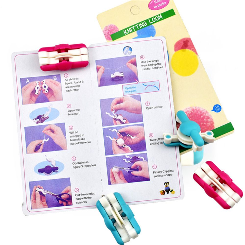 Pom Pom Maker Tool - ชุดเครื่องมือถักไหมพรมแฟชั่น 2 ชิ้น/ชุด พร้อมอุปกรณ์ทำพู่ขนปุย