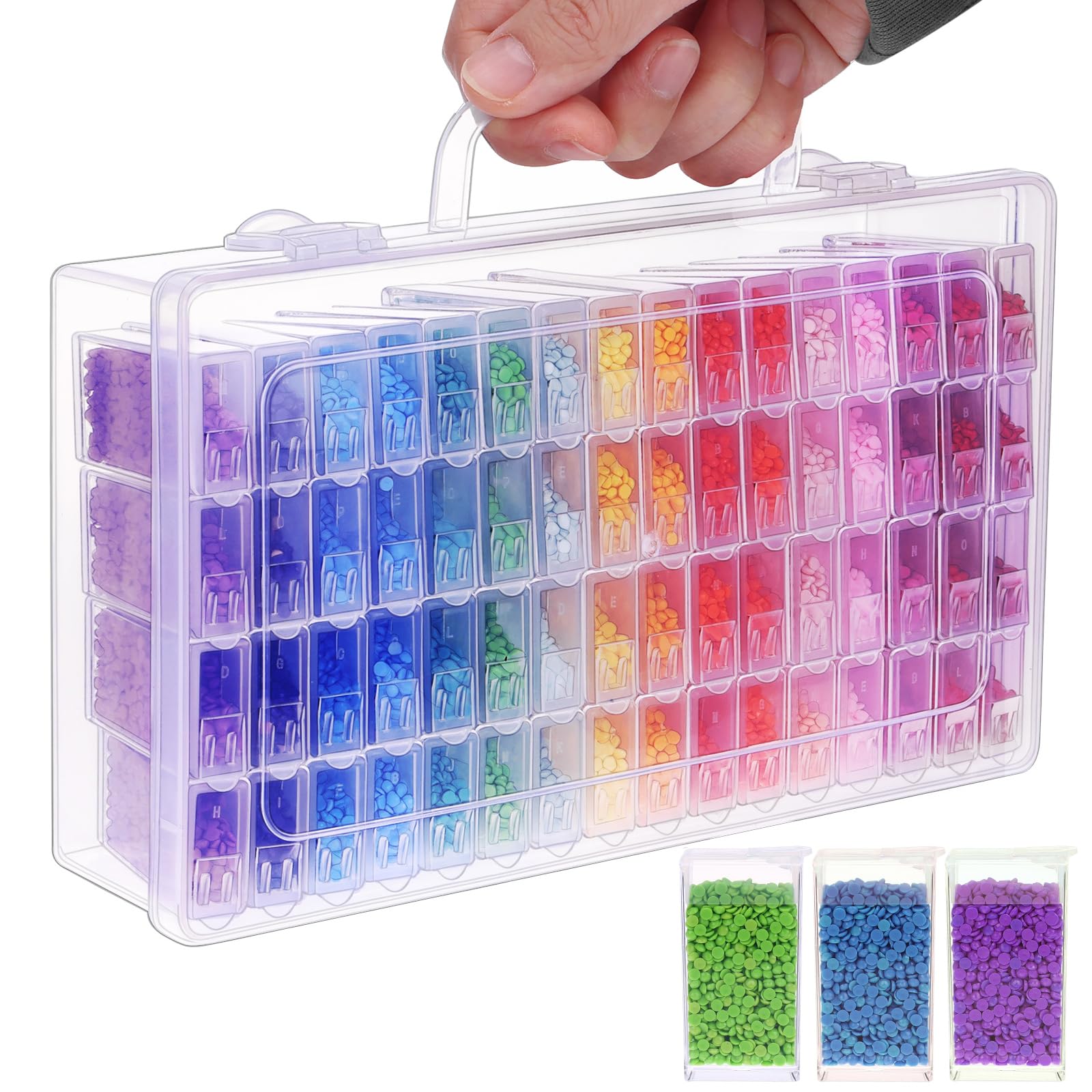Craft Embellishment Storage - กล่องเก็บเพชรสำหรับงานปักเพชร 1/2/3/4 ชิ้น ขนาด 64 ช่อง