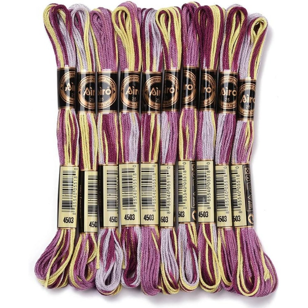 Embroidery Embellishments - 6 Strands สีม่วง Variegated เย็บปักถักร้อยไหมขัดฟันสี CROSS