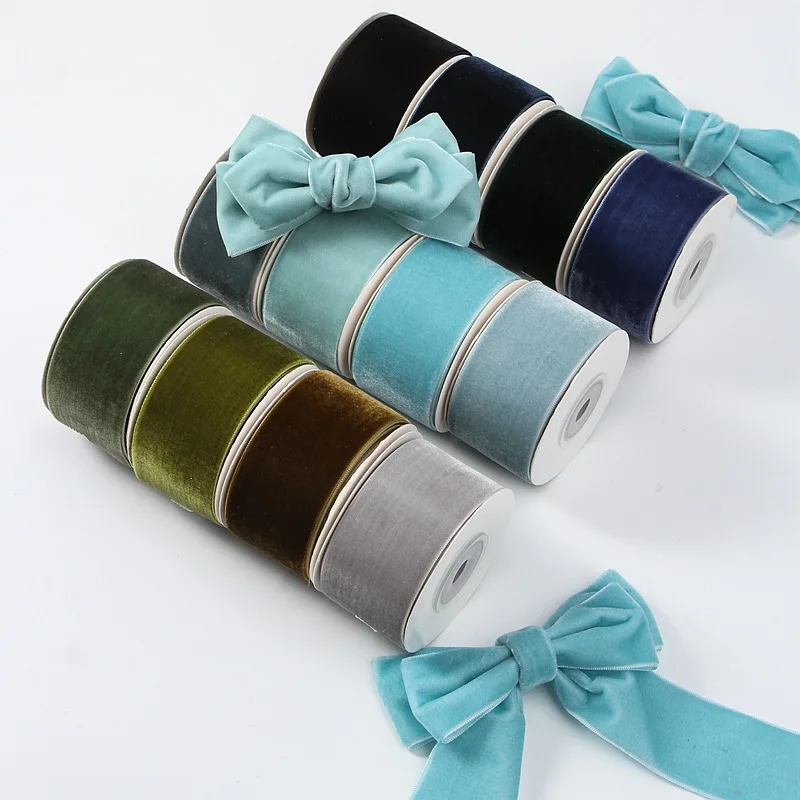 Velvet Ribbon Roll - คลาสสิก 5 หลา 6 มม.-38 มม.ด้านข้างกํามะหยี่ริบบิ้นสําหรับเสื้อผ้าอุปกรณ์เย็บผ้า