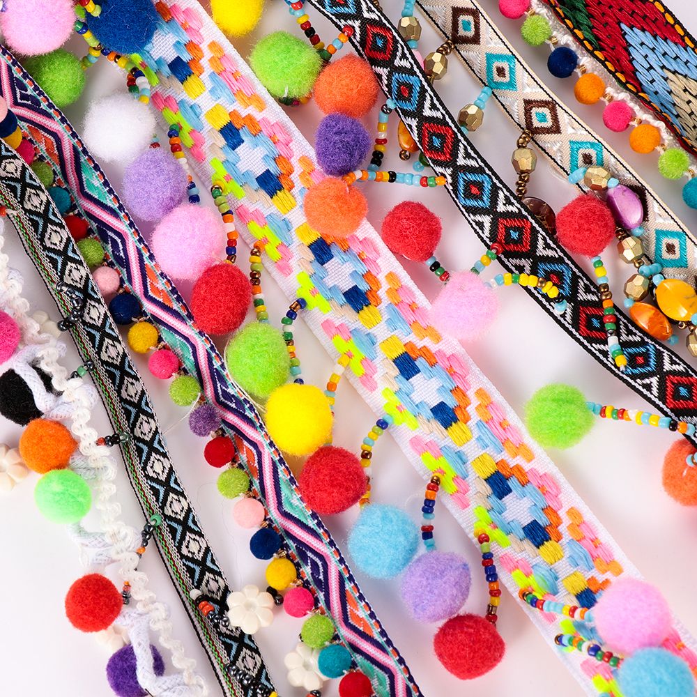 Tassel Fringe Trim - พู่ประดับพู่ลูกไม้โบฮีเมียน1หลาริบบิ้นลูกไม้ตกแต่งพู่ลูกไม้งานหัตถกรรมแบบทำมืองานปักงานฝีมือแบบโบฮีเมียน