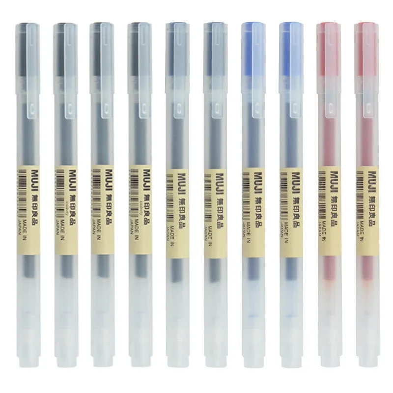 Muji Stationery Gel Pen - 10-30 ชิ้น/เซ็ต 0.38/0.5 มม.ปากกาเจลสีดํา/หมึกสีฟ้า MUJIs ปากกาโรงเรียนซัพพลายเครื่องเขียนนักเรียนธุรกิจลายเซ็นปากกาลูกลื่น