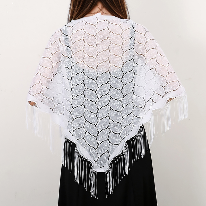 Tassel Fringe Trim - Elegantพู่สามเหลี่ยมผ้าพันคอโพลีเอสเตอร์สวดมนต์ผ้าคลุมไหล่โบสถ์ผ้าพันคอลูกไม้สีFemmeงานแต่งงานผ้าพันคอโปร่งใสผ้าคลุมไหล่