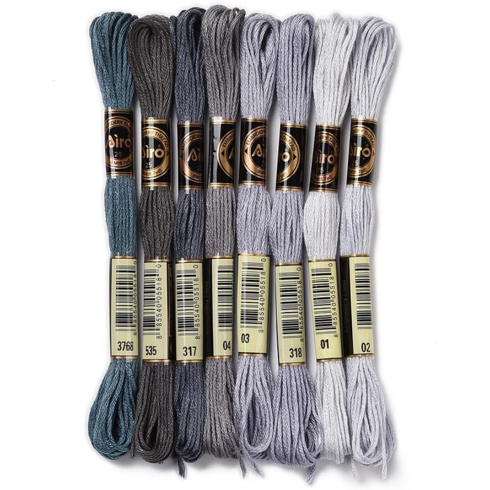 Embroidery Embellishments - 8 Skeins 70 หลาสีเทาสร้อยข้อมือมิตรภาพ String เย็บปักถักร้อยไหมขัดฟัน