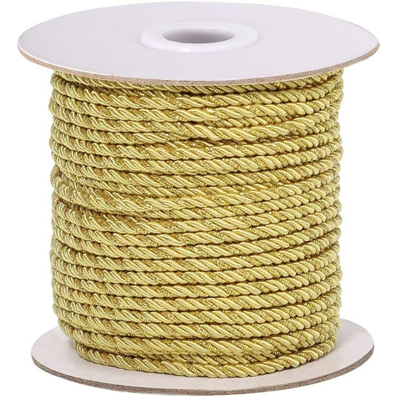 Cord Trim Twisted - เชือกเกลียวสีเมทัลลิก3มม./35หลาเชือกตกแต่ง3ชั้นตัดด้ายเส้นไหมสายถักสำหรับการตกแต่งบ้าน
