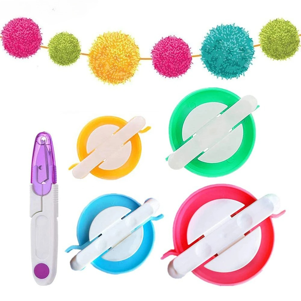 Pom Pom Maker Tool - 4 ขนาด Pom Pom Maker ชุดเครื่องตัดเส้นด้าย-DIY