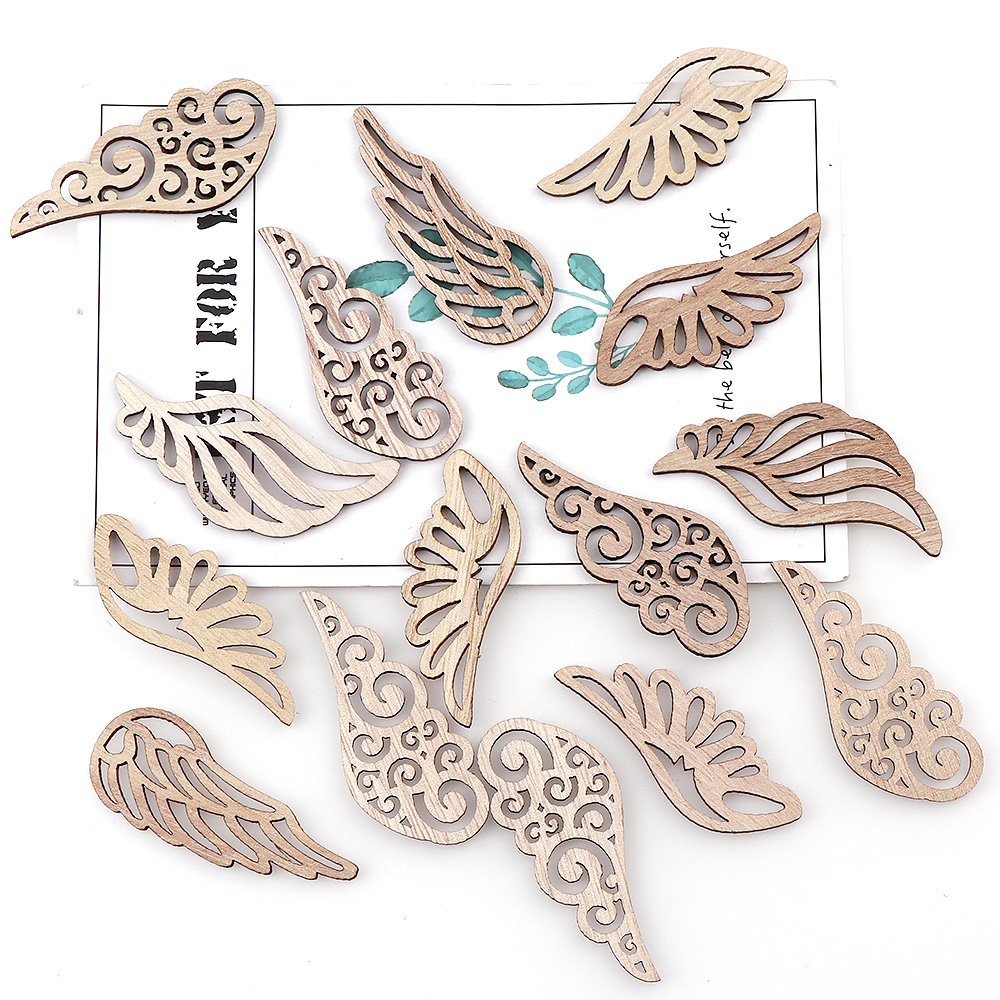 Embellishments For Scrapbooking - 40ชิ้น/ถุง4รูปแบบ DIY Angel ปีกชิปไม้ตกแต่ง Embellishments งานฝีมือ