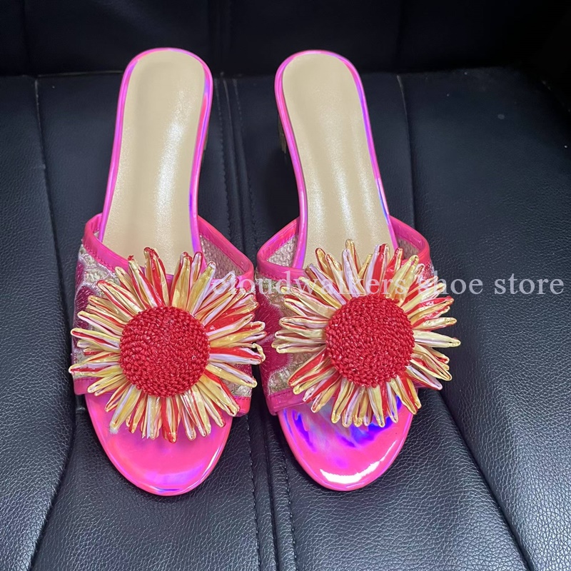 รองเท้าแตะฤดูร้อนประดับดอกทานต - Embroidery Embellishments บทวิจารณ์และราคา