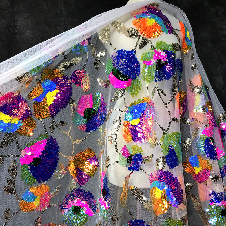 คริสตัลเลื่อมดอกไม้ตาข่ายเงาชุ - Crystal Mesh Fabric บทวิจารณ์และราคา