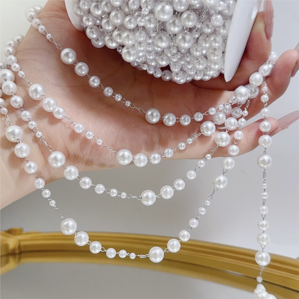 ลูกปัดมุกเทียมขนาด 1 เมตร 3-8  - Pearl Trim Chain บทวิจารณ์และราคา