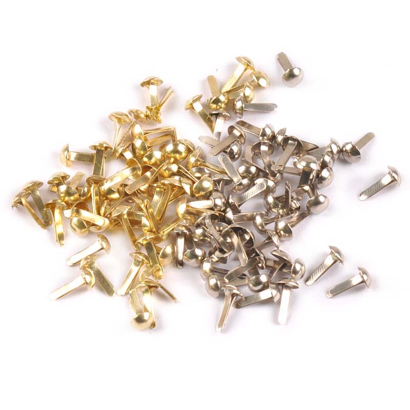100PCs ผสมเงิน/ทองรอบ Brad Scr - Embellishments For Scrapbooking บทวิจารณ์และราคา