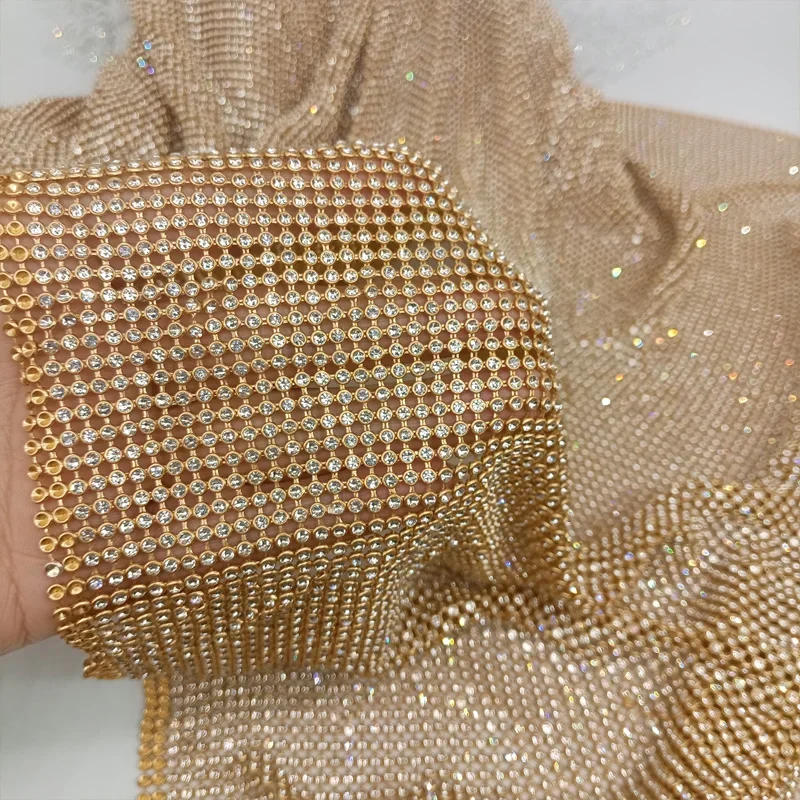 45x120 ซม.Sparkly GOLD ฐาน Rhi - Crystal Mesh Fabric บทวิจารณ์และราคา