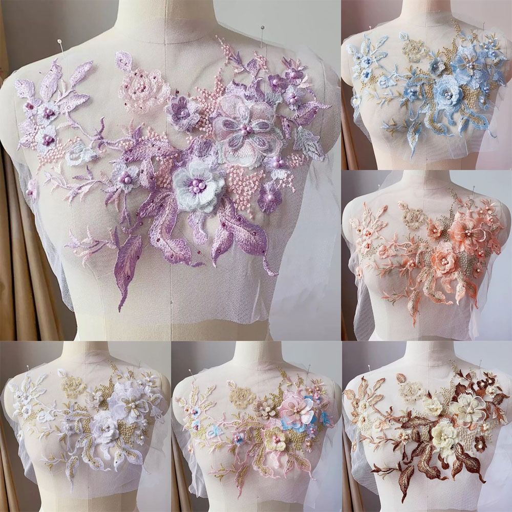 3D ดอกไม้ลูกปัดผ้าลูกไม้ Appli - Embellishments For Scrapbooking บทวิจารณ์และราคา