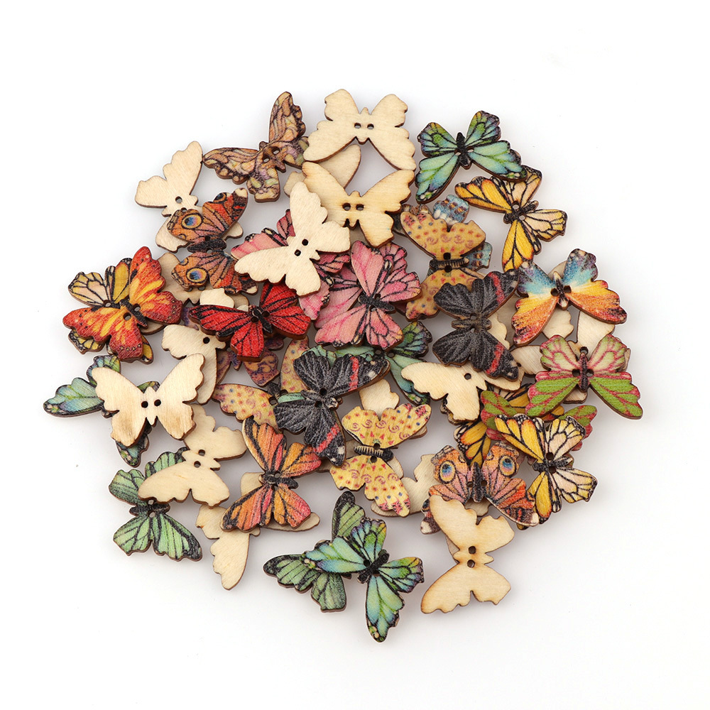 กระดุมไม้รูปผีเสื้อ 50 ชิ้น คล - Embellishments For Scrapbooking บทวิจารณ์และราคา