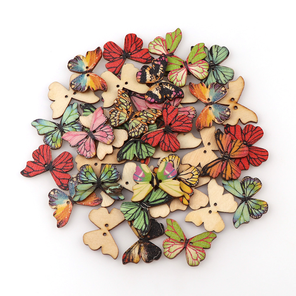 กระดุมไม้รูปผีเสื้อ 50 ชิ้น คล - Embellishments For Scrapbooking บทวิจารณ์และราคา