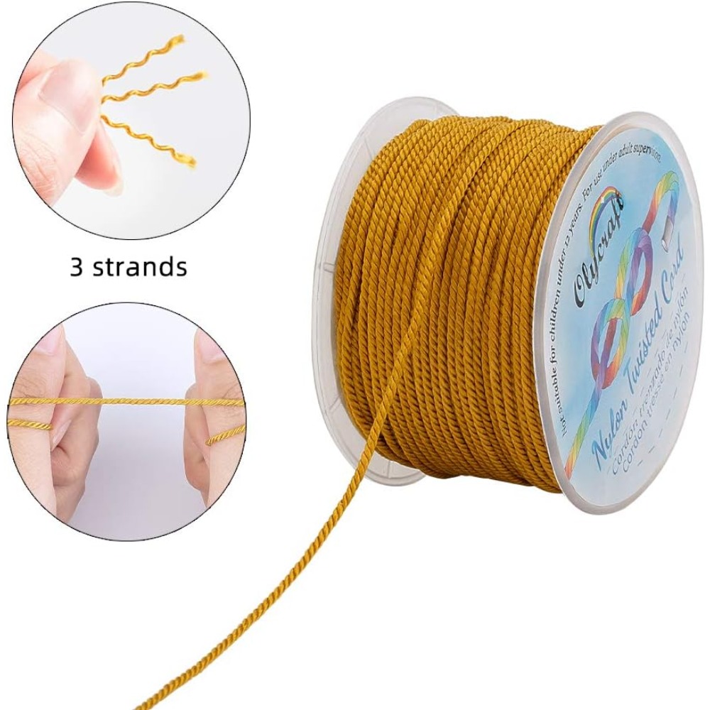 สายไนล่อนซาตินทอเกลียว1มม. ยาว - Cord Trim Twisted บทวิจารณ์และราคา