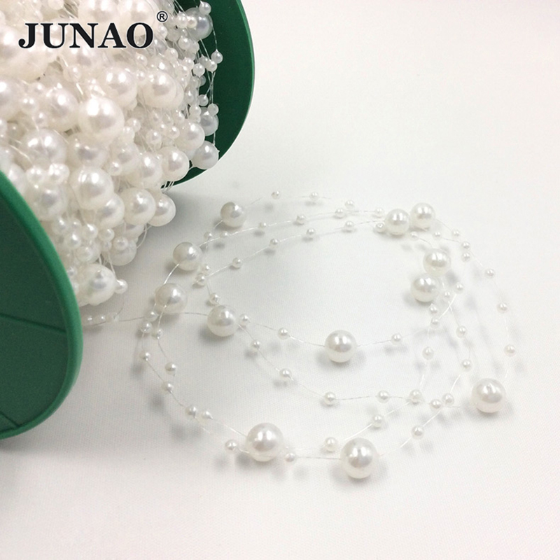 ลูกปัดมุกกลมสีขาว JUNAO ขนาด 2 - Pearl Trim Chain บทวิจารณ์และราคา