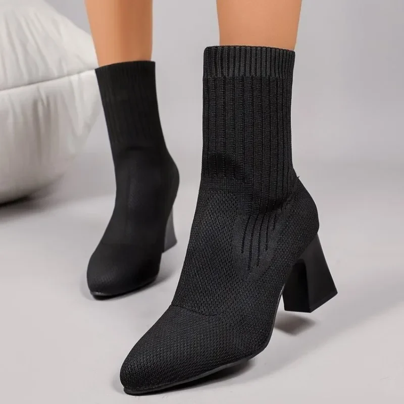 รองเท้าบูทข้อสั้นถักนิตติ้งสำห - Embellish Knit บทวิจารณ์และราคา