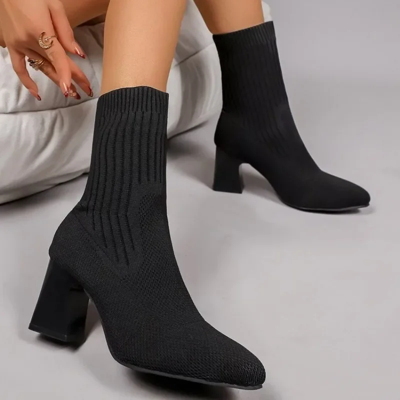 รองเท้าบูทข้อสั้นถักนิตติ้งสำห - Embellish Knit บทวิจารณ์และราคา