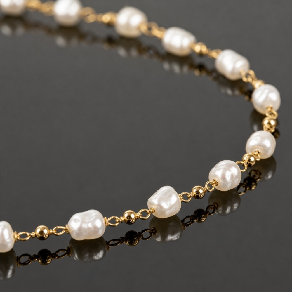 โซ่ทองเหลืองประดับมุกเทียมขนาด - Pearl Trim Chain บทวิจารณ์และราคา