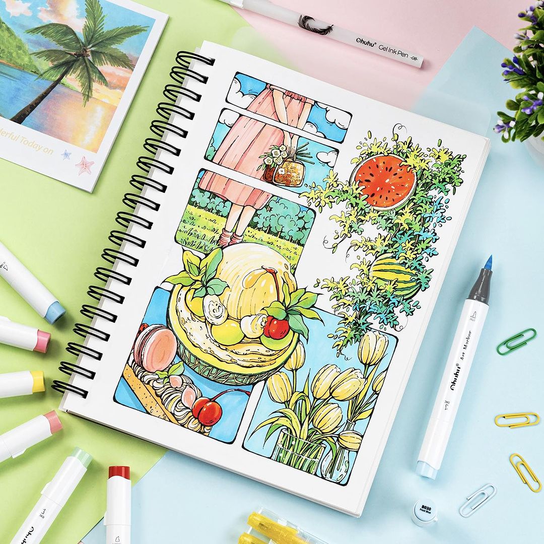 Ohuhu Honolulu ชุดปากกามาร์กเก - Copic Marker Sketch บทวิจารณ์และราคา